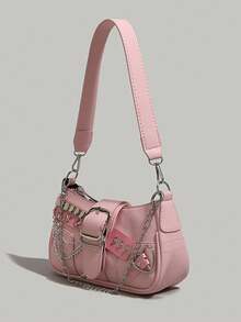 Pink Handbag, Shoulder Bag, Underarm Bag, Sweet & Cool Girl Style, Versatile, Niche Design, High-End, Crossbody Bag, Spring/Summer - Pink - View 2
