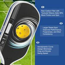 1pc Pro IV Pickleball Paddles 16mm Raw Carbon Fiber Surface USAP Approved Tech Flex Power Propulsion Core Professional Paddle - Black - View 7