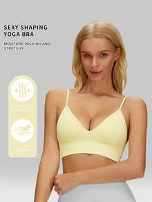 MFVIM Seamless Yoga Bra Top, With Adjustable Straps, Quick-Dry Activewear Shirt, Suitable For Running And Workout, Breathable, Women Fitness Apparel - Light Yellow - View 2