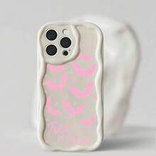 Funda de teléfono con diseño de murciélagos, estrellas, rosa, texto de Halloween, crema, onda y concha para 13 12 Pro 11 14 6S Plus 15 6 XS SE 4 (2020) X 16 (2022) XR 8 16e - Negro - Ver 2