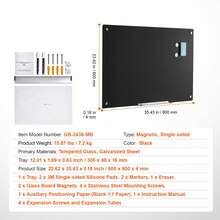 Magnetic Glass Whiteboard, Dry Erase Board 36"X24", Wall-Mounted Large White Glassboard Frameless, With Marker Tray, An Eraser And 2 Markers, Black - màu đen - Xem 7