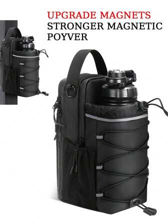 3x/2x Powerful Magnetic Gym Bag & Large Capacity With Reflective Strips Fitness Water Bottle, Convenient Strong Magnet Absorption Two-In-One Neutral Unisex With Shoulder Strap, Suitable For Gym, Sports, Travel Storage