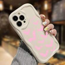 Funda de teléfono con diseño de murciélagos, estrellas, rosa, texto de Halloween, crema, onda y concha para 13 12 Pro 11 14 6S Plus 15 6 XS SE 4 (2020) X 16 (2022) XR 8 16e - Negro - Ver 9