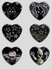 Heart-Shaped Badge, Classic Fashion Badge/Brooch, 2D Flat Design, High-Quality Metal Accessory, Suitable For Decorating Clothes, Hats, Backpacks, Funny Gifts For Friends, Classmates, Colleagues, And Relatives - Multicolor - View 1