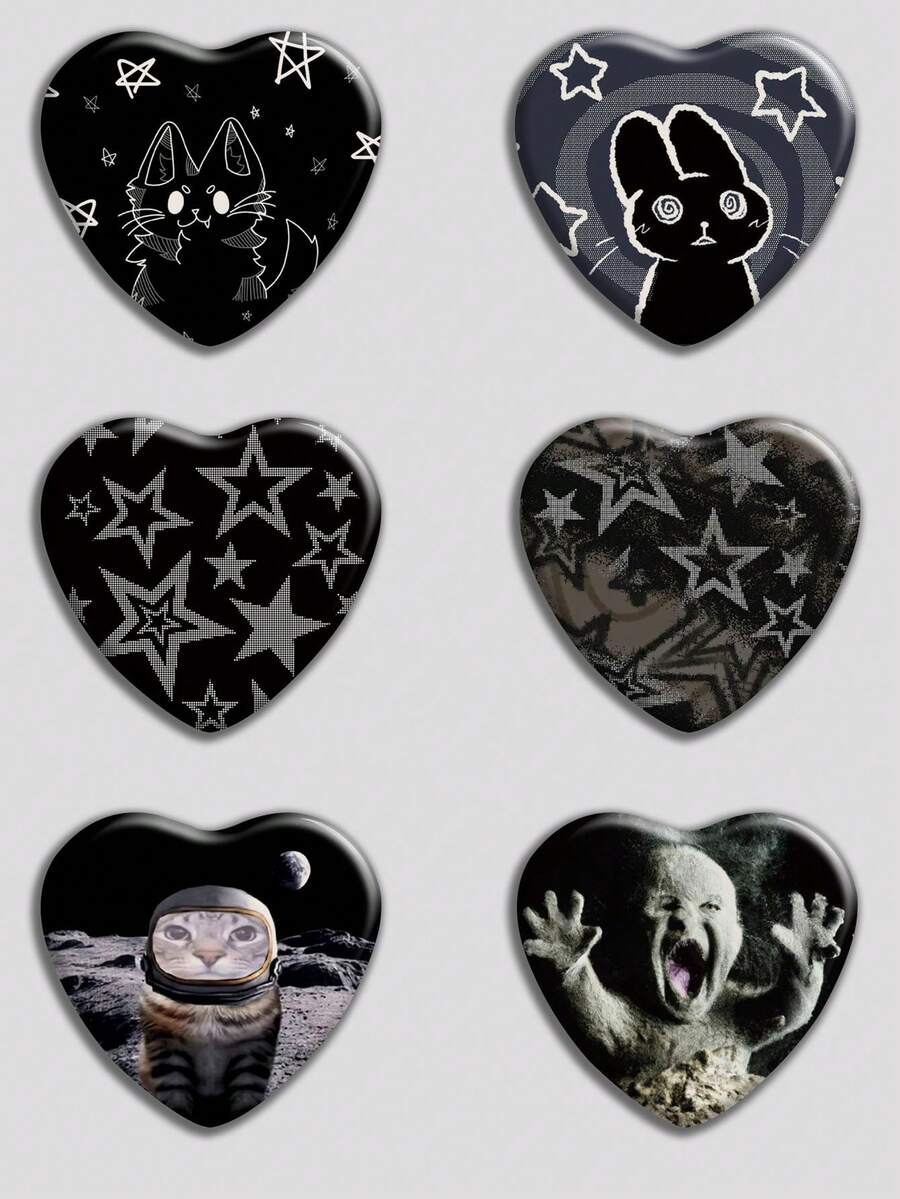 Heart-Shaped Badge, Classic Fashion Badge/Brooch, 2D Flat Design, High-Quality Metal Accessory, Suitable For Decorating Clothes, Hats, Backpacks, Funny Gifts For Friends, Classmates, Colleagues, And Relatives - Multicolor - View 1