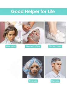 100pcs/50pcs/10pcs Disposable Shower Caps For Women, Waterproof And Oil-Proof, Bathing Hair Cover, Home Use, Hair Treatment, Hair Dye, Plastic Shower Cap, Extra Large & Thick - Multicolor - View 5