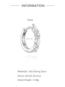 EleRunis 1PC 925 Sterling Silver Shining Cubic Zriconia Hoop Earrings 18K Gold Plated Upper Ear Cartilage Helix Studs For Women Daily Wear Wedding Party Valentine's Day - Silver - View 5