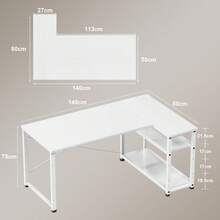 White Height Adjustable Desk 160 X 75 Cm Electrically Adjustable L-Shaped Desk With Memory Control, Ergonomic Game Table With Cup Holder, Hook. - White - View 9