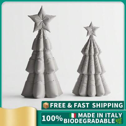 ORIZZONTE Modern Christmas Decoration – Set Of 2 Decorative Christmas Trees With Quilted Effect – Modern Decorations For Christmas, Home Or Office – Unique Gift Idea – 100% Made In Italy, Shipping From Italy
