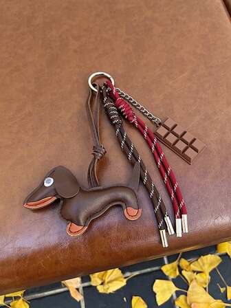 博主风格腊肠犬巧克力个性棒球汽车钥匙链包挂件情侣编织挂绳钥匙扣旅行配件