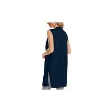 Hermoso crdigan sin mangas para mujer, chaleco largo, chamarra acanalada, chamarra con bolsillos, marino, XX - Large - inicial - Ver 2