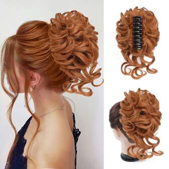 Clip de garra Piezas de cabello para moño desordenado grande para mujeres Extensiones de moño de cabello ondulado rizado y desordenado Clip de cabello sintético para recogido despeinado Extensión de cola de caballo