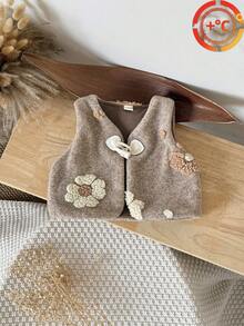 Baby Girls Casual Camel Thick Thermal Lined Vest, Autumn/Winter - Maroon - View 2