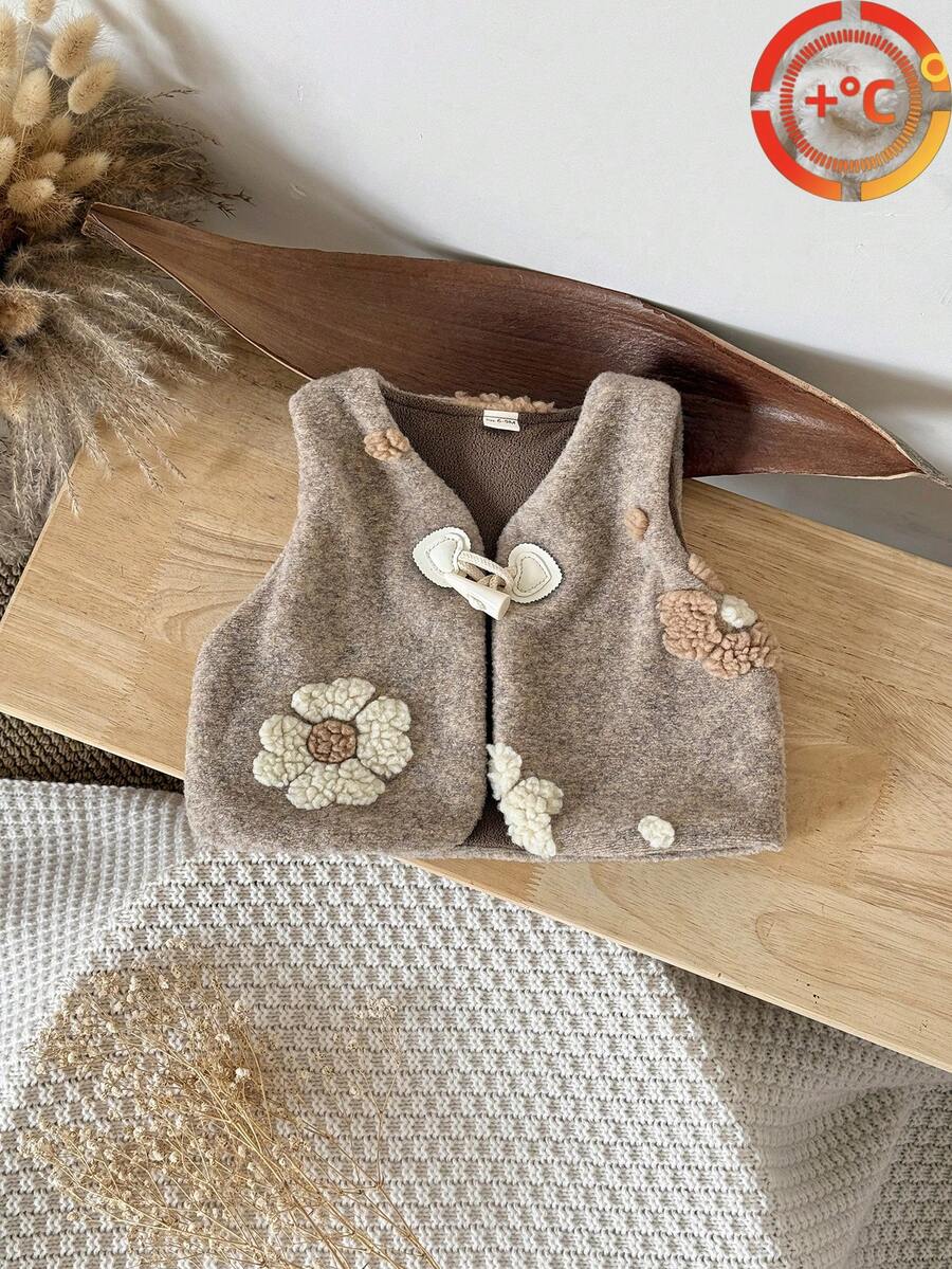 Baby Girls Casual Camel Thick Thermal Lined Vest, Autumn/Winter