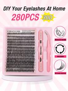 280 Clusters Of False Eyelashes, 10D-30D Thickness, DIY Single-Cluster Eyelash Length 10-18mm, D Curl, Soft Single-Cluster Eyelashes, DIY Segmented Eyelash Tool Set, Can Extend The Outer Corners, Suitable For Home Use, Cartoon And Comic-Style Lashes, Includes Eyelash Glue And Sealer, Eyelash Tweezers Makeup Tool, Suitable For Daily Use, Travel, Holidays, And Christmas. - Multicolor - View 13