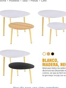 Mesa de Centro Anidación 2PZS, Mesita Lateral Minimalista para Sala de Estar, Dormitorio, Mesa Auxiliar Lateral Decorativa Moderna, Juego de Mesas de Café Grande y Chica 2N1, Color Blanco - Blanco - Ver 5