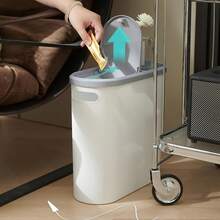 Bathroom Trash Can, Home Creative Open Trash Can With Lid, Lidded Push Down Bathroom Trash Can With Built-In Handle, Easy To Clean, Rust Proof, Space Saving Design, Essential Cleaning Supplies For Home, Easy To Use Clean Home Bathroom Decoration Bathroom Storage, - Một - Xem 5