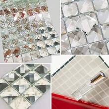 Peel And Stick Mirror Glass Mosaic Tile 3/4 Inch Sier Square Crystal Diamond Mirror Tile Backsplash For Kitchen Bathroom Wall Pack Of 5 Sheets - PeelandStick13面 - 查看 4