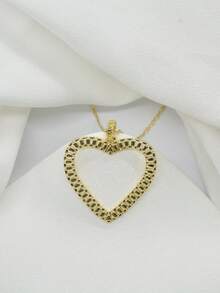 1件优雅简约大爱心吊坠项链，适合女性日常、派对、聚会或特殊场合佩戴，精致时尚首饰，金色粗链项链，情人节礼物、结婚纪念日礼物，送给女友、妻子、母亲的最佳礼物