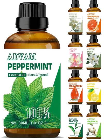 1 Bottiglia/2 Bottiglie di Oli Essenziali Profumati, Adatti per Diffusori di Aromi, Umidificatori, Diffusori per Auto, Fragranze per la Casa, Ricariche di Oli Essenziali per la Realizzazione di Candele in Autunno/Inverno - Menta Fresca, Gelsomino, Muschio, Magnolia, Pompelmo, Loto, Incenso, Mirtillo, Ylang Ylang, Tea Tree, Mela, Anguria, Ananas, Caffè, Fragola, Eucalipto, Limone Oli Essenziali Puri Perfetti per Diffusori di Aromi, Umidificatori, Candele e Saponi Fai-da-Te