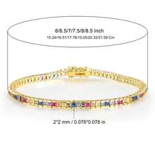 MDFUN 2mm Women's Tennis Bracelet, Colorful Cubic Zirconia 14K Gold Plated Bracelet, Rainbow Cut Cubic Zirconia Tennis Chain Jewelry Gift - Square - Gold - Zirconium - View 4