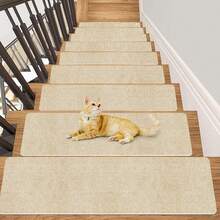 15pcs Wood Stair Treads, Suitable For Indoor Stairs, Non-Slip Carpet, Stair Treads, Spiral Staircase Set, Fit For Indoor Wooden Stairs, 22*70cm (15pcs) Wood Stair Carpet Treads - Multicolor - View 10