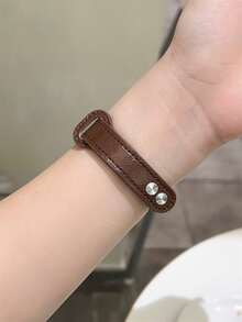 1条超薄替换表带,兼容 42mm、38mm、40mm、41mm、44mm、45mm、46mm、49mm,时尚智能手表表带,适用于Series Ultra2、Ultra SE2、SE 11、10、9、8、7、6、5、4、3、2、1,女士款,可作为学生返校礼物 - 咖啡棕 - 查看 5