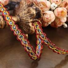 1 Stück lebendige gewebte Spitzenborte, verschiedene Farben erhältlich, 1,5 cm breit, Bekleidungszubehör, geeignet für Bekleidung, Partys, Geschenke, Heimdekoration, ideal für DIY-Basteleien, Nähen, Schmuckherstellung und Feiertags-Dekorationen wie Halloween, Weihnachten, Erntedank - Verschiedenfarbig - Übersicht 18