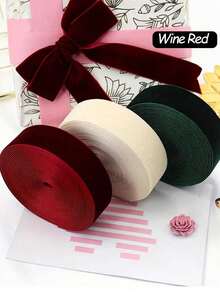 Velvet Ribbon Handmade Wedding Party Decoration Ribbon For Gift Wrapping DIY Hair Bowknot ,Luxurious Burgundy Velvet Ribbon, Soft Single Sided, Gift Wrapping Ribbon, DIY Jewelry Making - Red - View 8