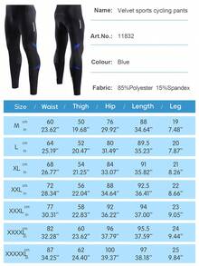 Men Cycling Long Pants Fleece Inner Sportswear High Stretch Thermal Lined Active Wear Fitness Pants Tights Cycling Pants - Blue - View 6
