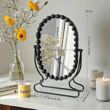 1 Pc European Style High-End Vanity Makeup Mirror, Suitable For Home Bedroom Desk, Influencer Dorm Beauty Mirror, With Flip Function - Multicolor - View 23