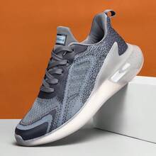 Zapatos casuales de alta calidad y marca nueva para hombres, con diseño de malla transpirable y parches, con diseño ligero, color blanco, de moda, inspirados en zapatillas de correr - Azul - Ver 5