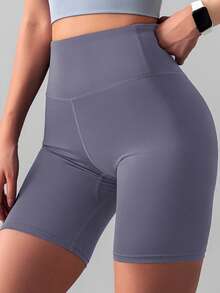 Pantalones cortos de compresión de media pierna para mujer Soyun, suaves y amigables con la piel, adecuados para yoga y deportes al aire libre en primavera, verano y otoño - Morado - Ver 3
