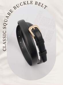 女士高品质PU休闲时尚百搭腰带，适合日常休闲、商务、用餐、约会等场合，可搭配牛仔裤、休闲裤等。 - 黑色 - 查看 4