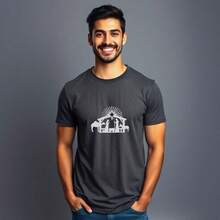 Christmas T-Shirt With Jesus Print, 100% Cotton. - Timbal berwarna abu-abu - View 1