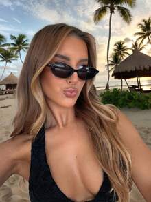 1pc Multicolor Retro Cat Eye Glasses Women Plastic Frame Fashion Accessories For Party Beach - 彩色 - 查看 10