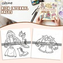 GDTME Children's Coloring Book - Winter Outfits: Bold & Simple Pattern Coloring Book, Suitable For Adults, Cute Coloring Book, Perfect Gift For Christmas Party, Halloween And Birthday - Warm Scene Coloring, Stress Relief: Suitable For Friends Who Like Coloring And Back To School Season (Warm Space Coloring) - WINTER OOTD - View 3