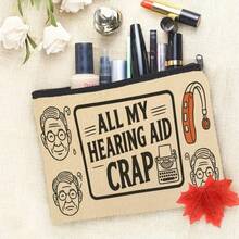 Hearing Aid Pattern Organizer Bag, Zipper Closure Makeup Pouch, Portable Travel Toiletry Bag, Travel Case, Multifunctional Snack Bag, Best Gift For Friends, Double-Sided Printing Toiletries Bag Wash Bag Shower Bag Large Capacity For Women Packing Cubes Travel Essential Makeup Bag Vacation Essentials - Multicolor - View 4