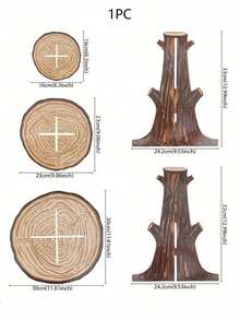 1 Piece Wood Grain Rustic Style Decorative Cake Stand, Cake Stand Multi-Tier Cake Tray, Suitable For Party Birthday, Wedding Halloween Festival Table DIY Cake Decoration Party Supplies Cake Decoration, Food Tray - Multicolor - View 7