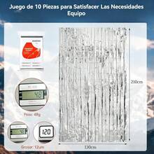 Juego 10 Mantas Termicas de Supervivencia Emergencia, Manta contra Incendios Portátil Resistente Al Desgarro, Sabana Cobija Termica Lmpermeable para Senderismo, Aire  Acampar (Plata) - 1 - Ver 7