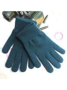 1 Pair Solid Color Thermal Lined Knitted Gloves, Warm For Spring, Autumn, Winter, Suitable For Riding, Driving, Outdoor Activities, Holidays, Dates, Fashion & Versatile - Multicolor - View 6