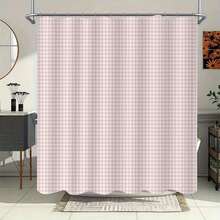 1pc Pink Gingham Shower Curtain, Washable Polyester Bathroom Decor With Grommets, Arts-Themed Partition Curtain For Home Decoration, All-Season Fabric, Hand Wash Only, Bathroom Curtains For Shower - 彩色 - 查看 4