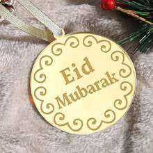 5pcs/10pcs/20pcs Golden Acrylic Eid Mubarak Gift Packaging Hang Tag,For Eid Mubarak Ramadan Kareem Party DIY Gift Decoration Hang Tag - Multicolor - View 3