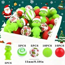 33 Pieces  Official Christmas Green Face Silicone Beads - Cute Design, Colorful Combination, Suitable For DIY Crafts, Keychains, And Pen Charms |   Fun And Durable Holiday Gift Ideas, Christmas Crafts, Holiday Decorations, Fun Ornaments, High-Quality Ornaments, Smooth Texture, Handmade Materials, Christmas And Halloween Gifts For Handicraft Lovers
