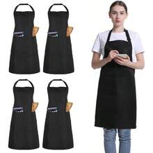 WSXC 4 Pack Chef Apron Adjustable Apron With 2 Pockets Unisex Personalised Apron For Cooking Kitchen Restaurant - Black - View 1