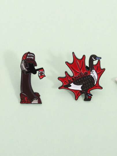 2 st Kanada Maple Leaf Duck Emaljnålar Söt Maple Leaf Duck Honk Honk Broscher Kavajmärke Ryggsäck Smycken Present Till Vänner