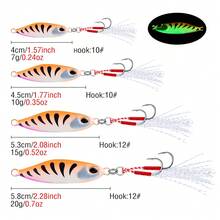 5Pcs Jig Bait 7G/10G/15G/20G Sinking Lure 3D Eyes Metal Casting Lure Luminous Jigging Lure With Double Hooks For Bass Trout - Multicolor - View 8