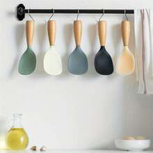 2 Pack Silicone Rice & Potato Server With Wooden Handle - Durable, Heat-Resistant Kitchen Spoon For Nonstick Pans And Cookers, Durable Standing Rice Spatula Serving Spoon For Grains - 綠色 - 查看 3