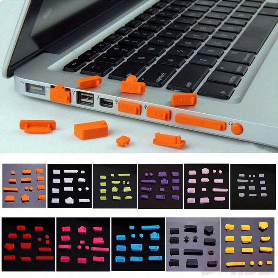 16 Peças Conjunto de Plugues de Poeira de Silicone para Laptop - Proteção Antipoeira e à Prova d'Água para Interfaces de PC, Acessórios Flexíveis e de Fácil Instalação - Multicolorido - Visão 1
