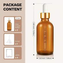 KKXY Bumobum Dropper Bottle 2 Oz 2 Pack Aer Glass Eye Dropper Bott With Golden Cap Labels And Funnel Tincture Bottle With Measured Cosmetic Dropper - Leakof Esl S Bott - 米色 - 查看 6